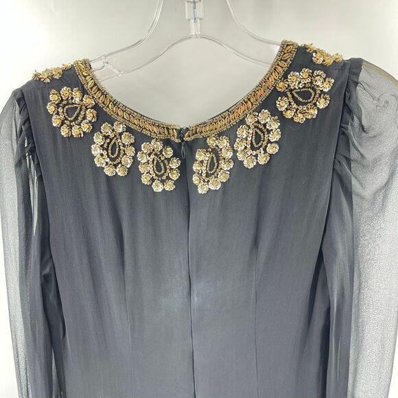 French Connection Women's Black Mini Dress With Beads Sequins Size 4 - Picture 8 of 15